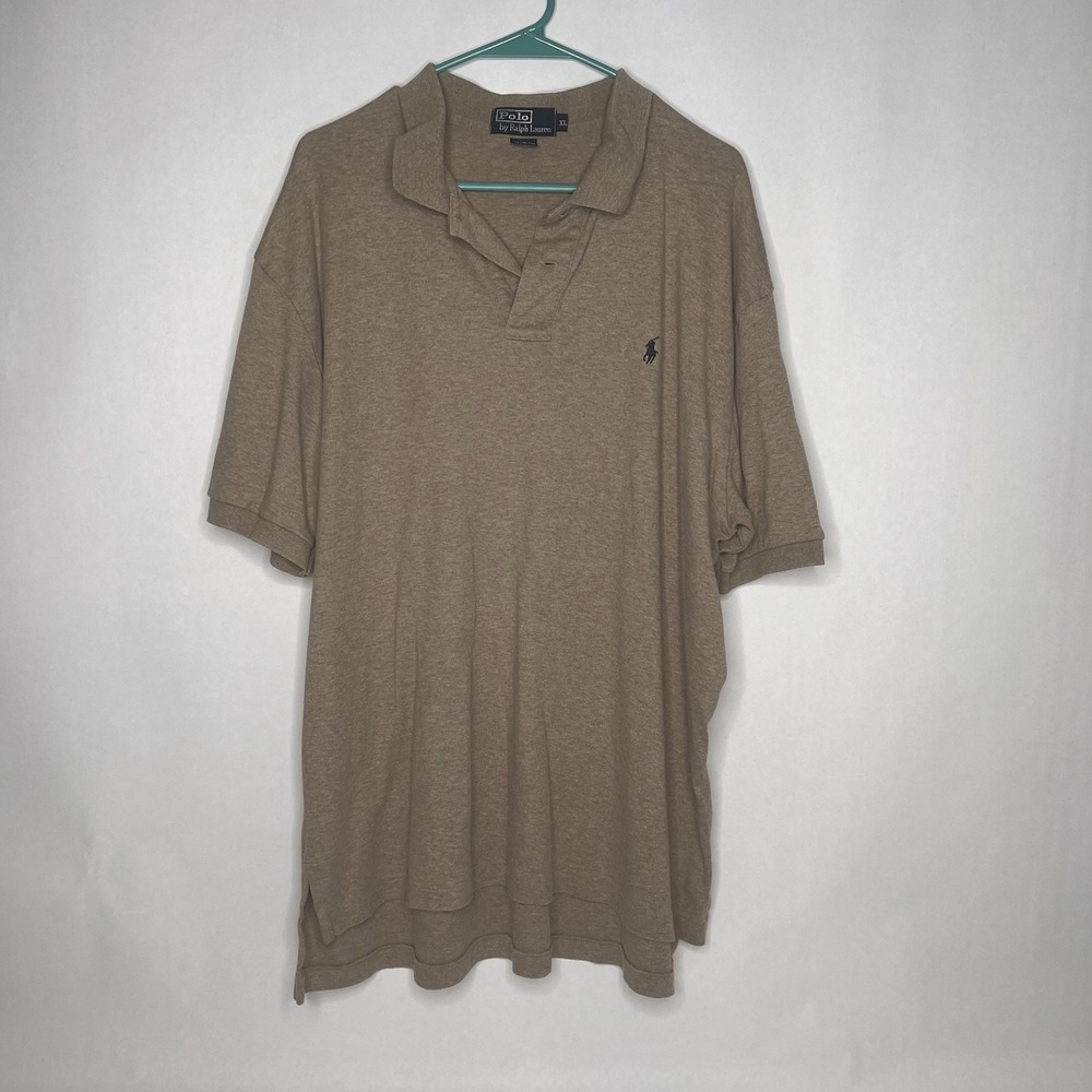 Polo Ralph Lauren Shirt Mens XL  Short Sleeve Collar‎ Tan Beige 100% Cotton